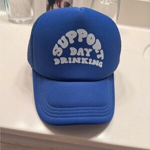 Blue Trucker Hat with White Text